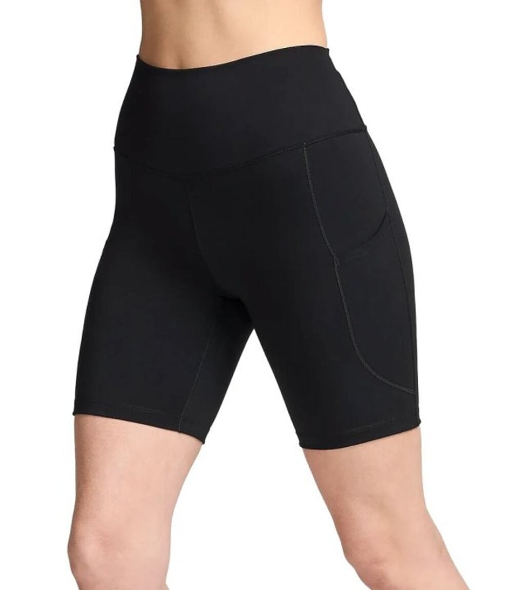 NIKE Women's Dri Fit One Biker Shorts XL Black High-Waist 8" Inseam Pockets NWT